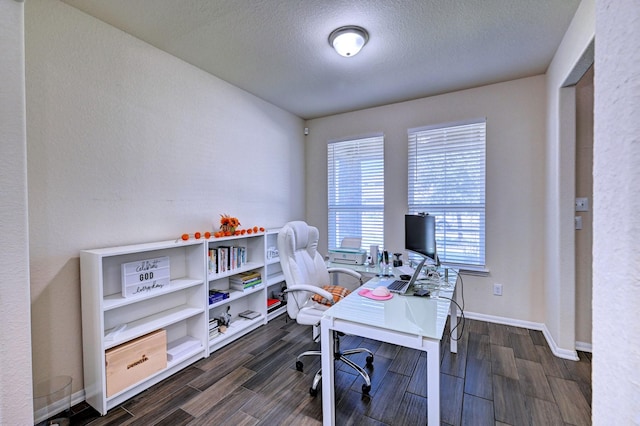 office area featuring a textured ceiling