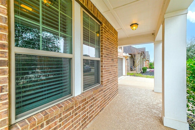 view of patio / terrace with a garage