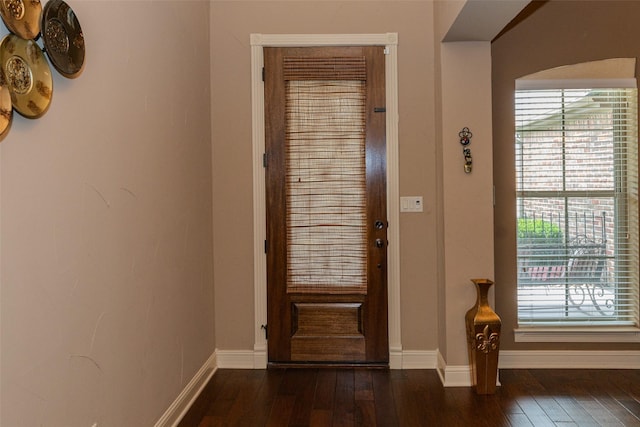 entryway featuring dark wood-type flooring