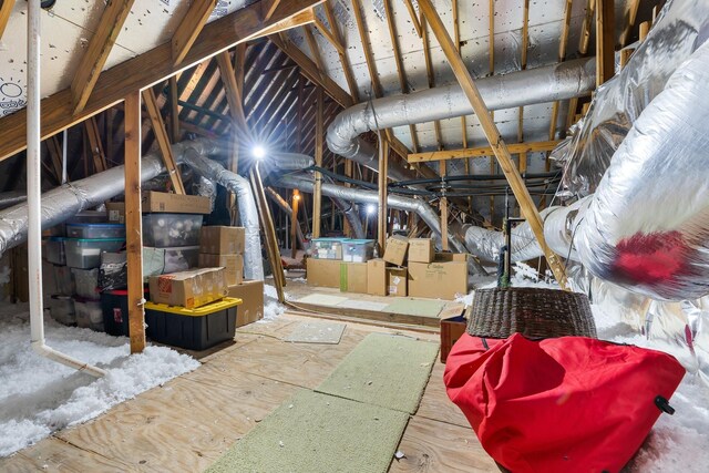 view of unfinished attic