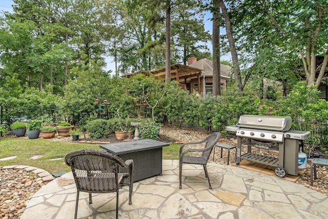 view of patio with area for grilling