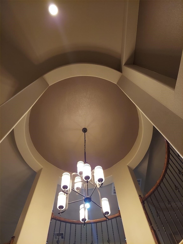 interior details featuring a notable chandelier