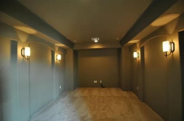 view of carpeted home theater room