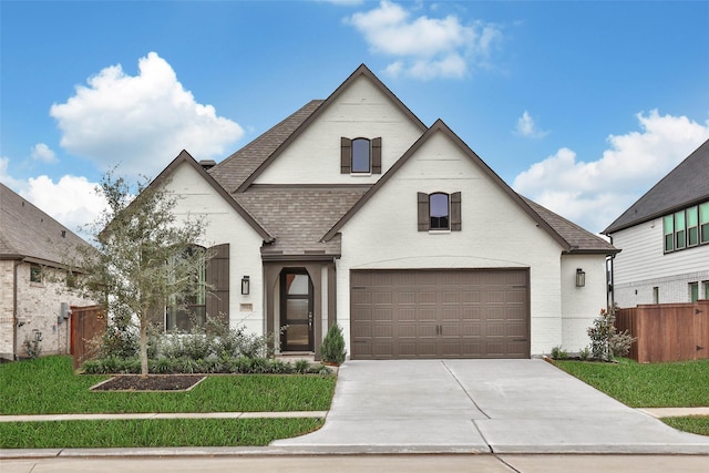 french provincial home featuring a front yard