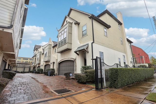 exterior space featuring a garage