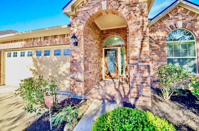 entrance to property with a garage