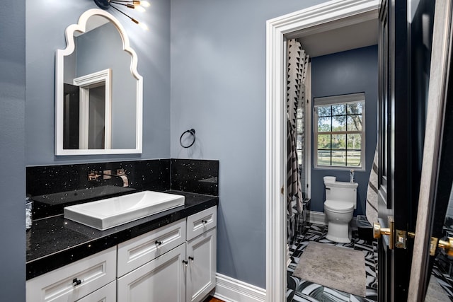 bathroom with toilet and vanity