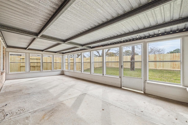 view of unfurnished sunroom