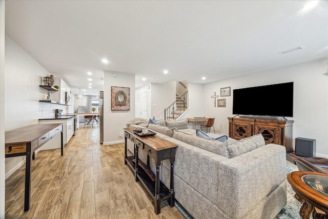 living room featuring light hardwood / wood-style floors