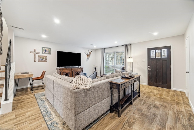 living room featuring light hardwood / wood-style floors