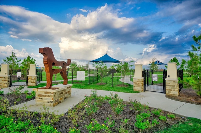 view of property's community featuring a lawn