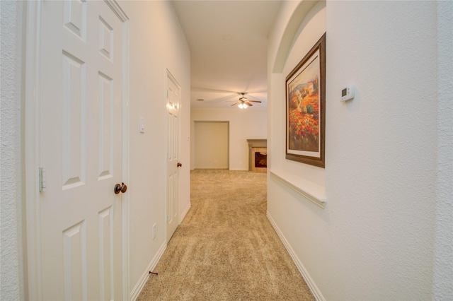 corridor with light carpet