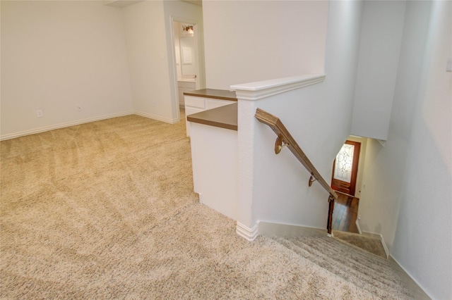 stairs featuring carpet