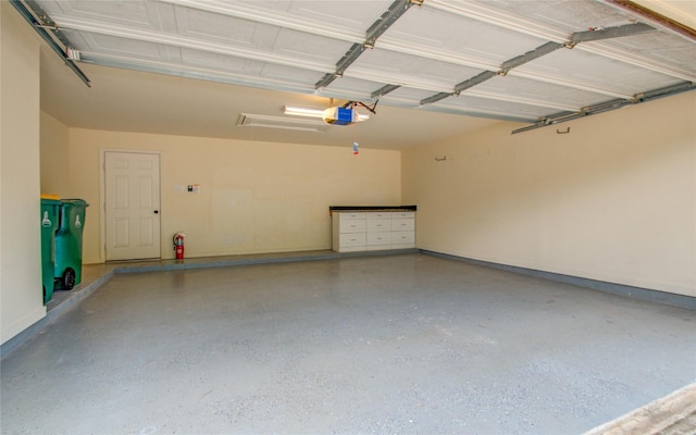 garage with a garage door opener