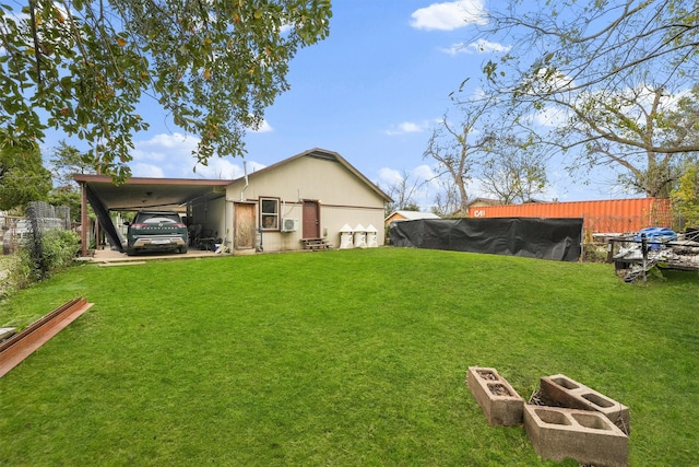 view of yard featuring a carport