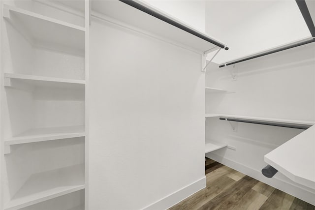 walk in closet featuring wood-type flooring