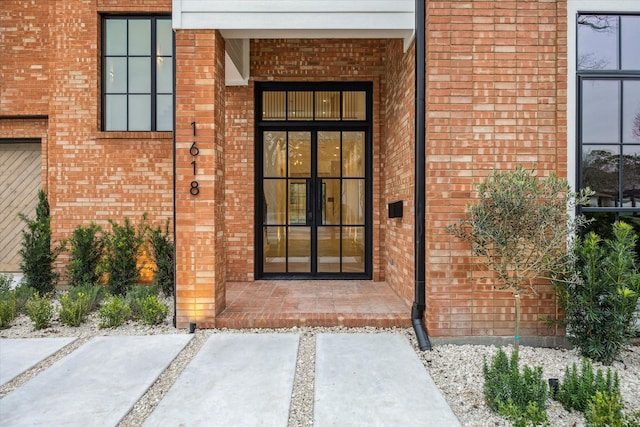 view of exterior entry with french doors