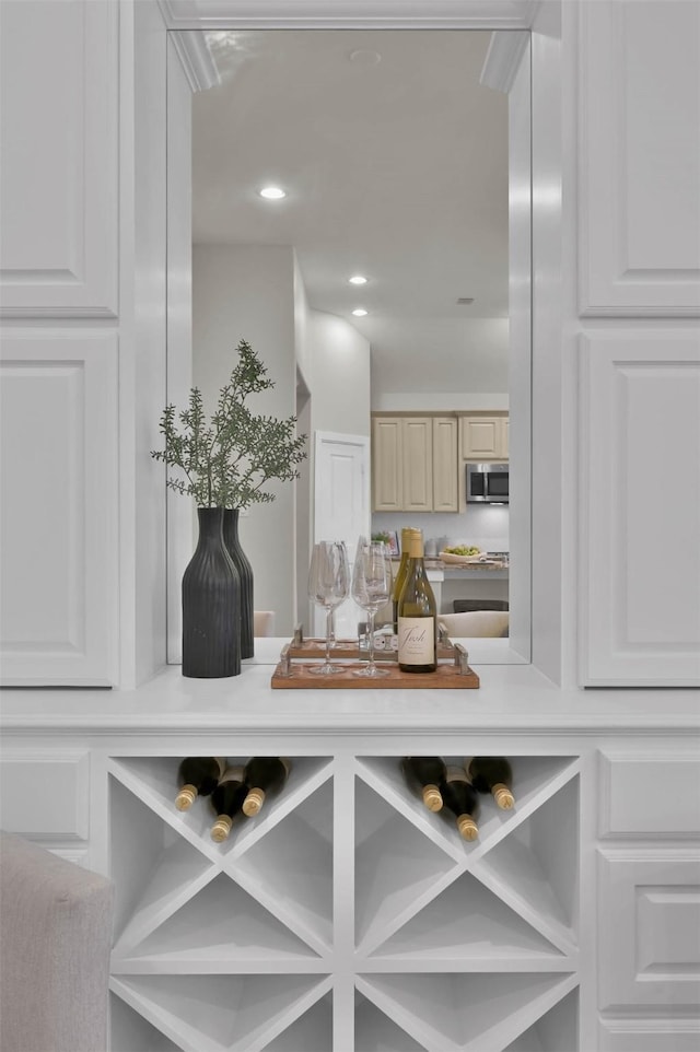 interior space featuring white cabinetry