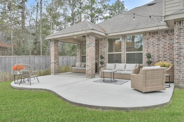 view of patio featuring an outdoor living space