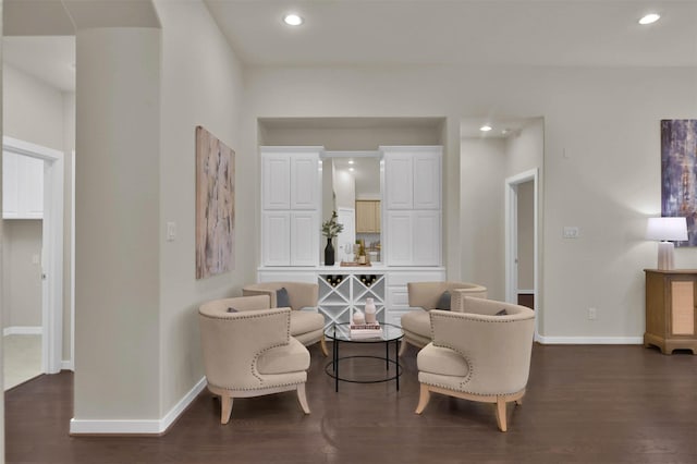 living area featuring dark hardwood / wood-style flooring