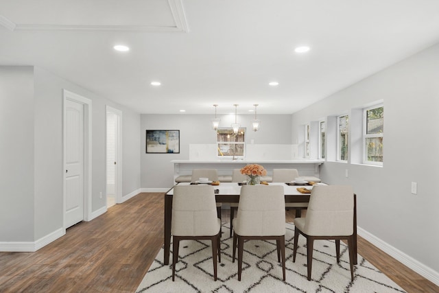 dining area with wood-type flooring