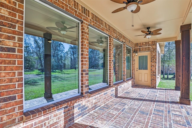 view of patio with ceiling fan