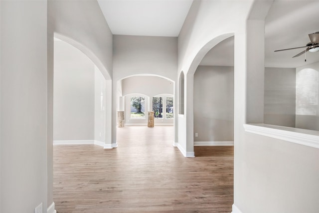 hall featuring light hardwood / wood-style floors