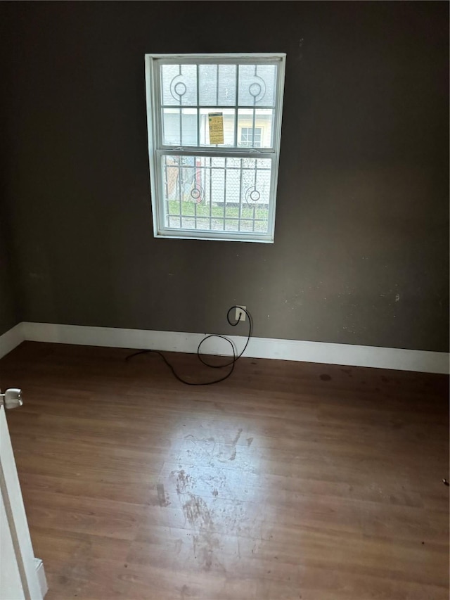 spare room with wood-type flooring