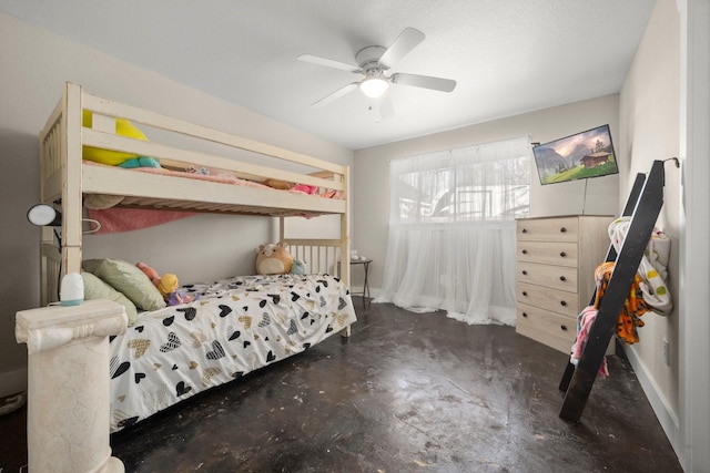 bedroom featuring ceiling fan