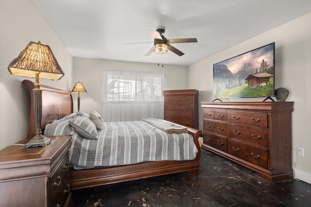 bedroom featuring ceiling fan