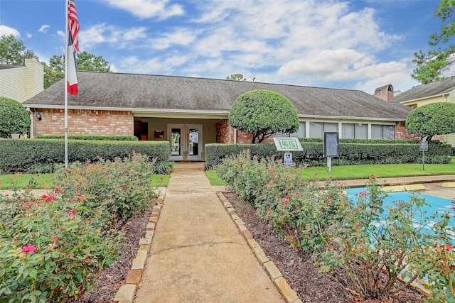 single story home with french doors