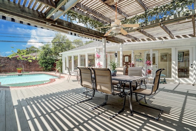 view of patio / terrace featuring a pergola and a pool side deck