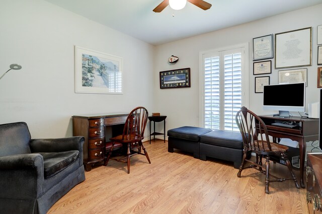 6143 Ella Lee Ln, Houston, TX 77057 - office with light wood-type flooring and ceiling fan