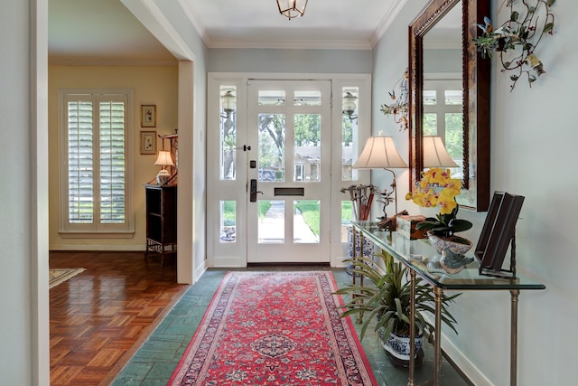 6143 Ella Lee Ln, Houston, TX 77057 - foyer featuring crown molding, baseboards, and plenty of natural light