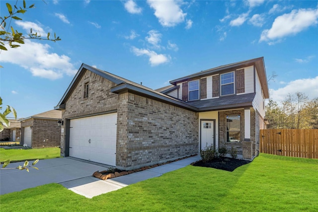 view of front of house featuring a garage and a front yard