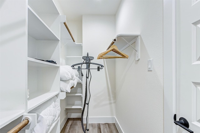 spacious closet with light hardwood / wood-style floors