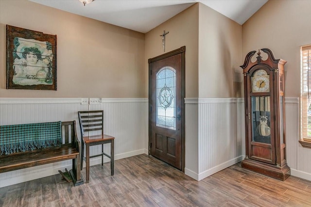 foyer featuring a healthy amount of sunlight and wood-type flooring