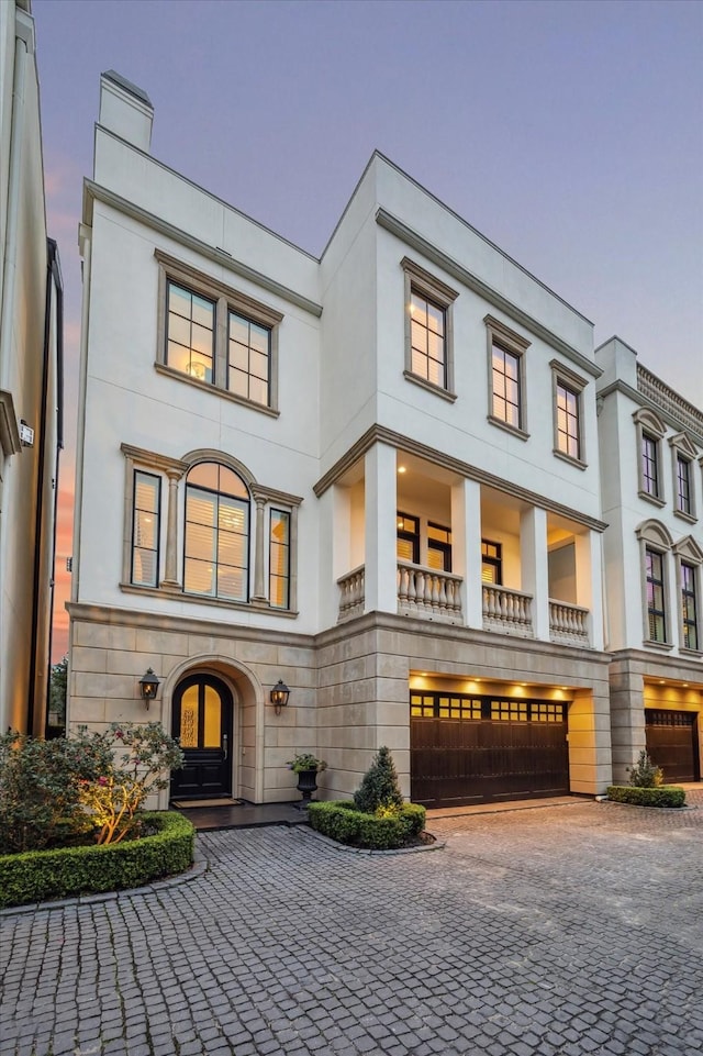 view of front of house with a garage