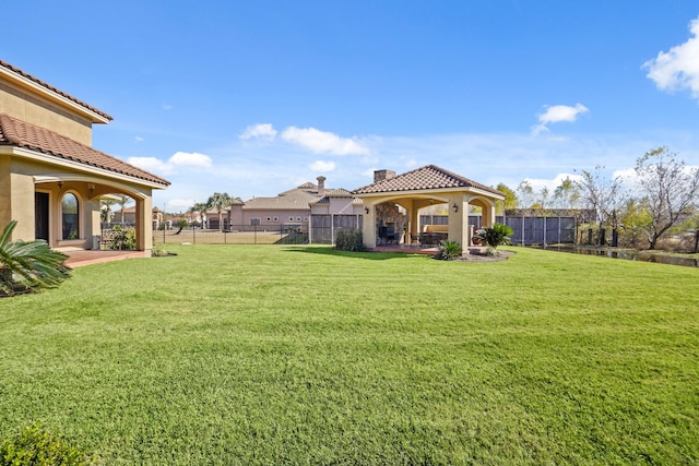 view of yard with a patio area and a gazebo