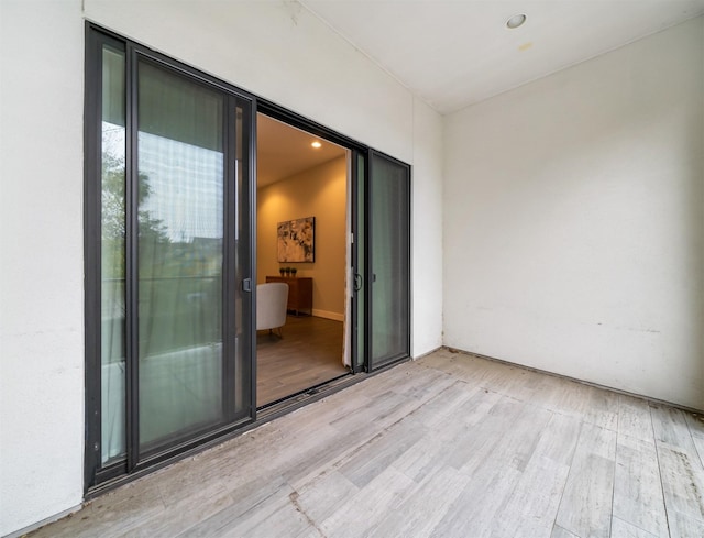 interior space with light hardwood / wood-style floors