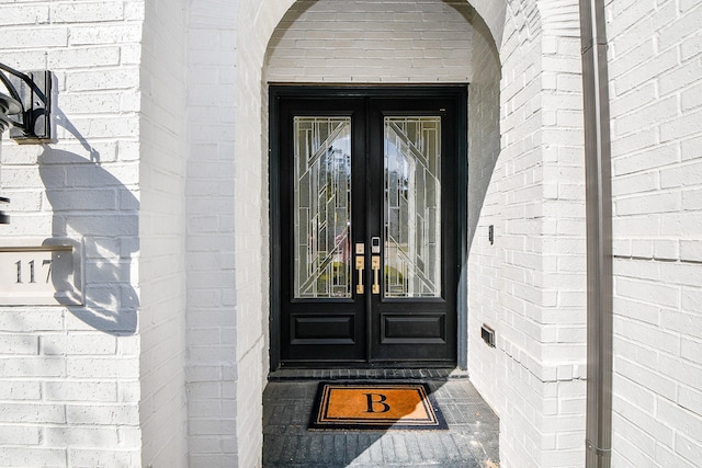 view of exterior entry with french doors