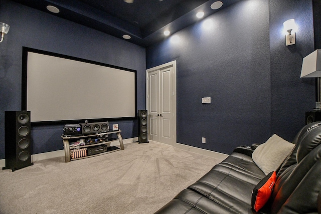 cinema room with carpet flooring