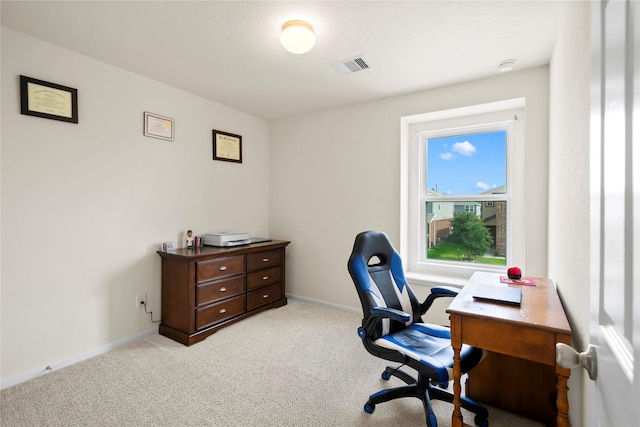 office with light colored carpet