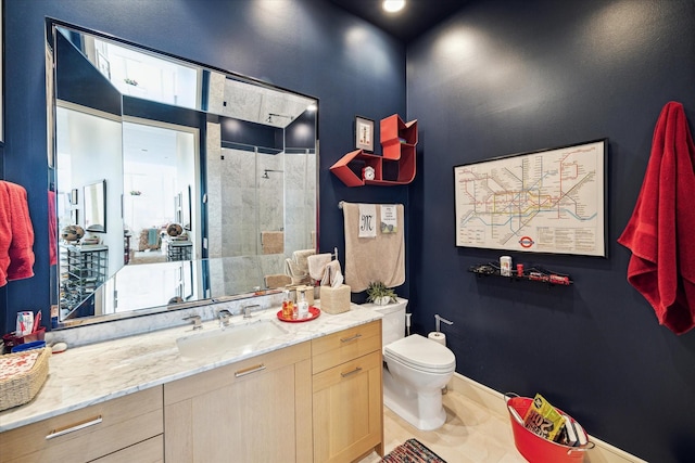 2727 Kirby Dr Unit 13C, Houston, TX 77098 - bathroom featuring toilet, tile patterned floors, vanity, and tiled shower
