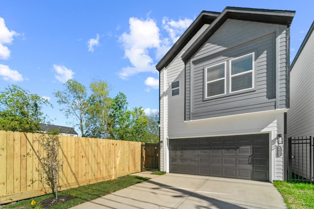 view of home's exterior with a garage