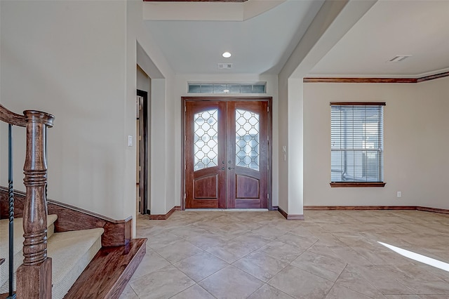 foyer with french doors