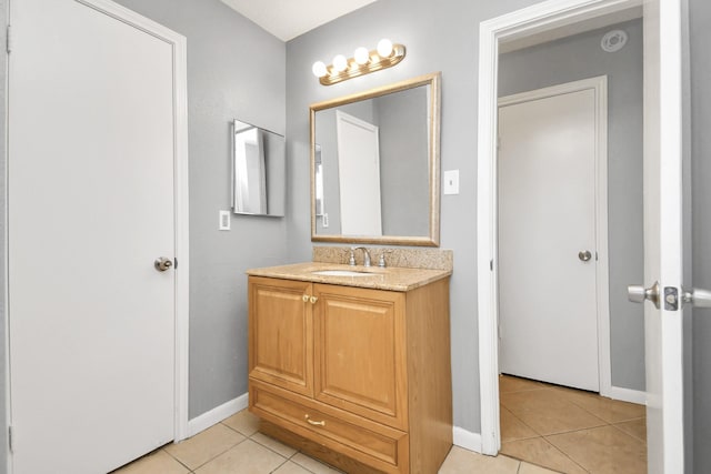 bathroom with tile patterned floors and vanity