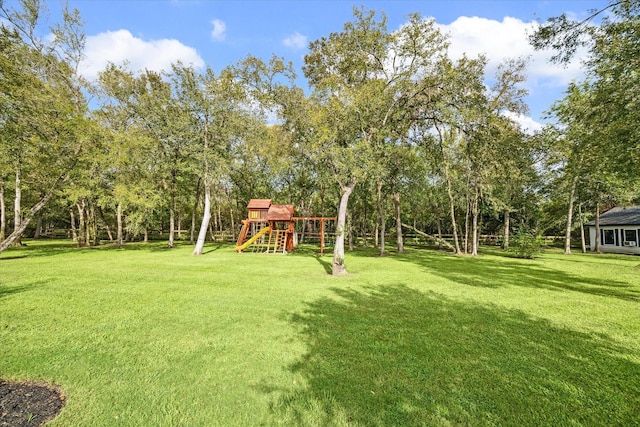 view of yard featuring a playground