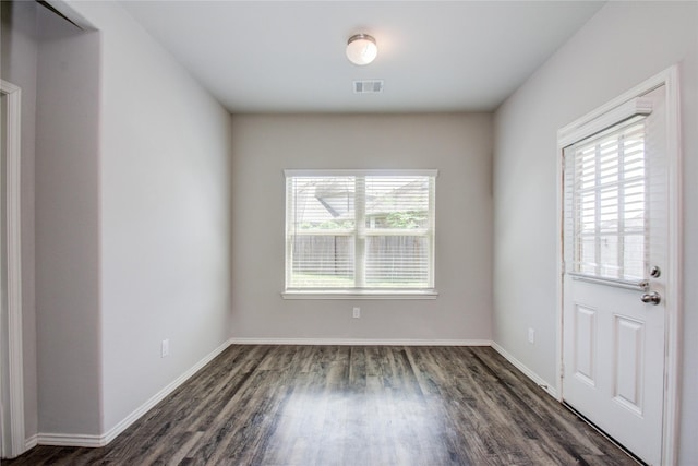 interior space with dark hardwood / wood-style floors and a healthy amount of sunlight