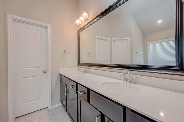 bathroom featuring vanity and tile patterned flooring